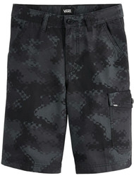 Boys Vans Off The Wall Black Geometric Camo Cargo Denim Shorts 8