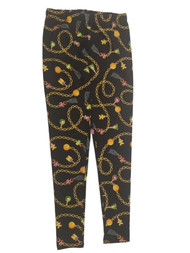 Junior Womens Black Gingerbread Man Stretch Fit Christmas Holiday Leggings