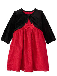 Infant & Toddler Girls Red Floral Lace Holiday Dress & Black Shrug