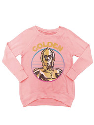 Star Wars Girls C-3PO Character Golden Long Sleeve Coral Shirt
