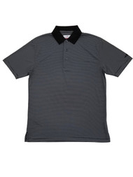 Grand Slam Mens Caviar Black & Gray Stripe Performance Golf Polo Shirt