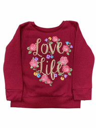 Infant & Toddler Girls Pink Spring Floral Love Life Sweatshirt Top Baby Shirt