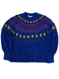 Womens Blue Red Green Yellow Fuzzy Metallic Christmas Holiday Sweater