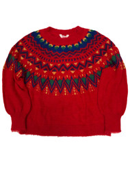 Womens Red Green Blue Gold Fuzzy Metallic Christmas Holiday Sweater