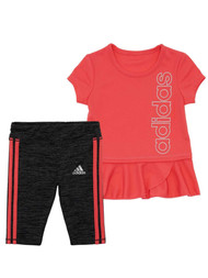 Adidas Infant Girls Salmon Pink Tunic & Capri Legging Athletic Sports Outfit 18m