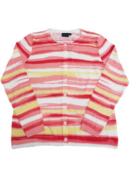 Womens Coral Peach Yellow White Button Front Soft Cotton Cardigan Sweater