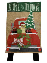 Home for the Holidays Christmas Decorative Garden Burlap Flag 18 x 12.5 Inch