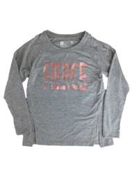 Xersion Girls Rose Gold Gray Fierce For Life Long Sleeve Athletic Shirt
