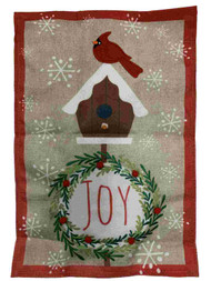 Joy Cardinal Holiday Decorative Burlap Garden Flag 18 x 12.5 Inch