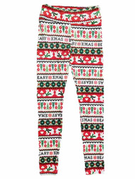 Junior Womens Red Velour Polar Bear Beary Christmas Holiday Leggings