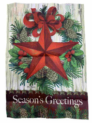 Season's Greetings Star Holiday Decorative Garden Suede Flag 18 x 12.5 Inch