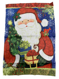 Santa & Frosty 2 Sided Holiday Decorative Garden Suede Flag 18 x 12.5 Inch