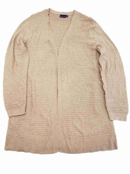 Womens Plus Light Brown Open Front Cardigan Drapey Cotton Sweater Shirt Top 1X