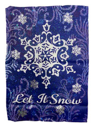 Blue Let It Snow Snowflake Holiday Decorative Garden Suede Flag 18 x 12.5 Inch