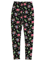 Junior Womens Black Sloth Stretch Fit Christmas Holiday Leggings Pants