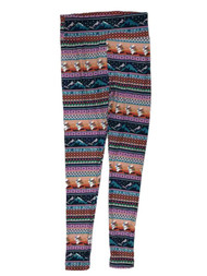 Junior Womens Blue & Pink Ski Bunny Rabbit Christmas Holiday Leggings