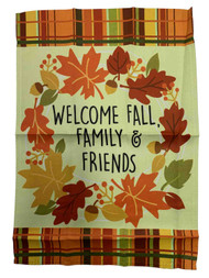 Welcome Fall Family Friends Thanksgiving Decorative Garden Suede Flag 18 x 12.5
