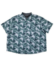 Mens Turquoise Palm Hawaiian Classic Fit Short Sleeve Button-Front Shirt 4XL