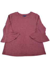 Womens Burgundy Wine Ruffled Sleeve Dressy Shirt Top T-shirt L