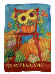 Welcome Sunflower Thanksgiving Holiday Decorative Garden Suede Flag 18 x 12.5 In