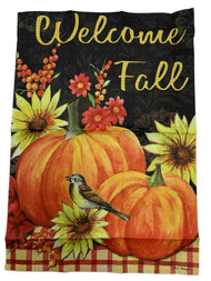 Welcome Fall Pumpkins Thanksgiving Decorative Garden Suede Flag 18 x 12.5