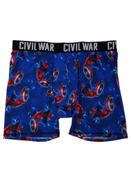 Marvel Civil War Mens Spider-Man Captain America Shield Boxer Briefs
