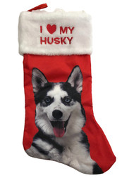 Red Satin I Love My Husky Dog Christmas Holiday Stocking