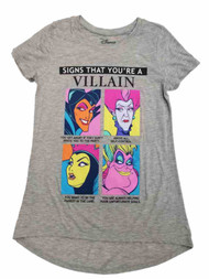 Disney Junior Womens Gray Signs That You're A Villain T-Shirt Tee Shirt