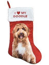 Red Satin I Love My Poodle Christmas Holiday Stocking