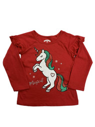 Infant & Toddler Girls Red Christmas Holiday Magical Unicorn Baby Shirt
