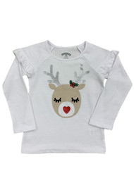 Infant & Toddler Girls White Top Reindeer Christmas Holiday  Baby Shirt