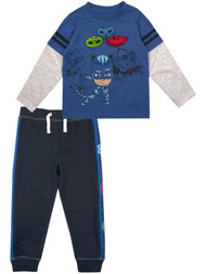 Toddler Boys Blue PJ Masks Catboy Long Sleeve Shirt & Jogger Pants Outfit 2T