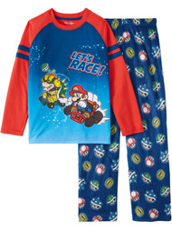 Mario Kart Boys Blue Bowser & Mario Let's Race 2 Piece Pajama Sleep Set