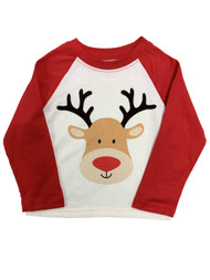 Infant & Toddler Boys Red & Cream Reindeer Holiday Christmas Shirt
