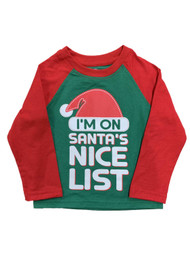 Infant & Toddler Boys Red & Green "I'm on Santa's Nice List Holiday Shirt