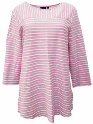 Womens Light Orchid Purple & White Striped Dressy Shirt Top Blouse Large