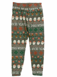 Junior Womens Gray Dear Santa & Reindeer Faux Fur Lined Holiday Leggings