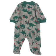 Carters Infant Boys Gray Santa Dinosaurs Christmas Footie Sleeper Pajamas