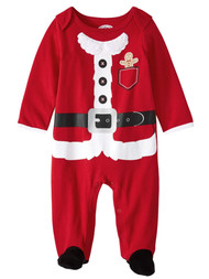 Infant Boys Red Santa Suit Christmas Footie Sleeper Pajama Sleep & Play