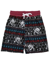 George Mens Black Aztec Skull Print French Terry Jam Sleep Lounge Shorts S