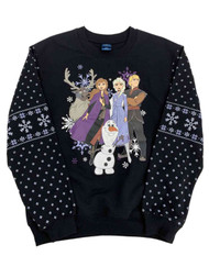 Junior Womens Black Light Up Frozen 2 Holiday Sweatshirt