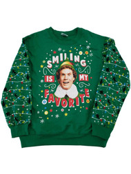 Womens Elf Smiling Is My Favorite Christmas Holiday Winter Sweatshirt X-Small