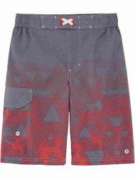 Boys Gray & Orange Faded Triangle Print Swim Trunk Board Shorts X-Small (6-7)