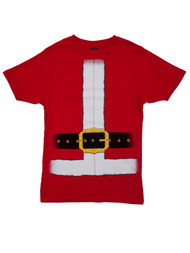 Mens Red Santa Claus Costume Tee Christmas Holiday Short Sleeve T-Shirt