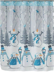 Winter Wonderland Holiday Snow Buddies Snowman Shower Curtain & Hook Set