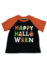 Toddler Boys Black & Orange Happy Halloween T-Shirt Top Spiders Webs Bones