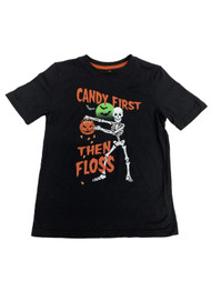 Boys Black Orange & Green Candy First Then Floss Halloween T-Shirt Top