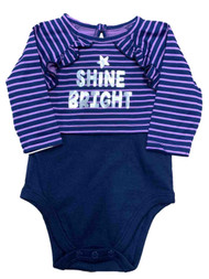 Infant & Toddler Girls Purple Stripe Shine Bright Bodysuit Creeper Baby 3-6M