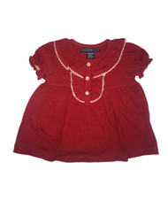 Infant Girls Red Short Sleeve Holiday Dress with Red Diaper Cover NB