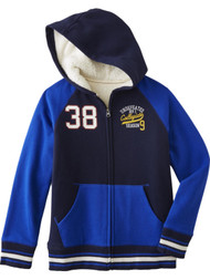 Blue #38 Undefeated Sports Sherpa Lined Zip Front Hoodie Sweatshirt Jacket M